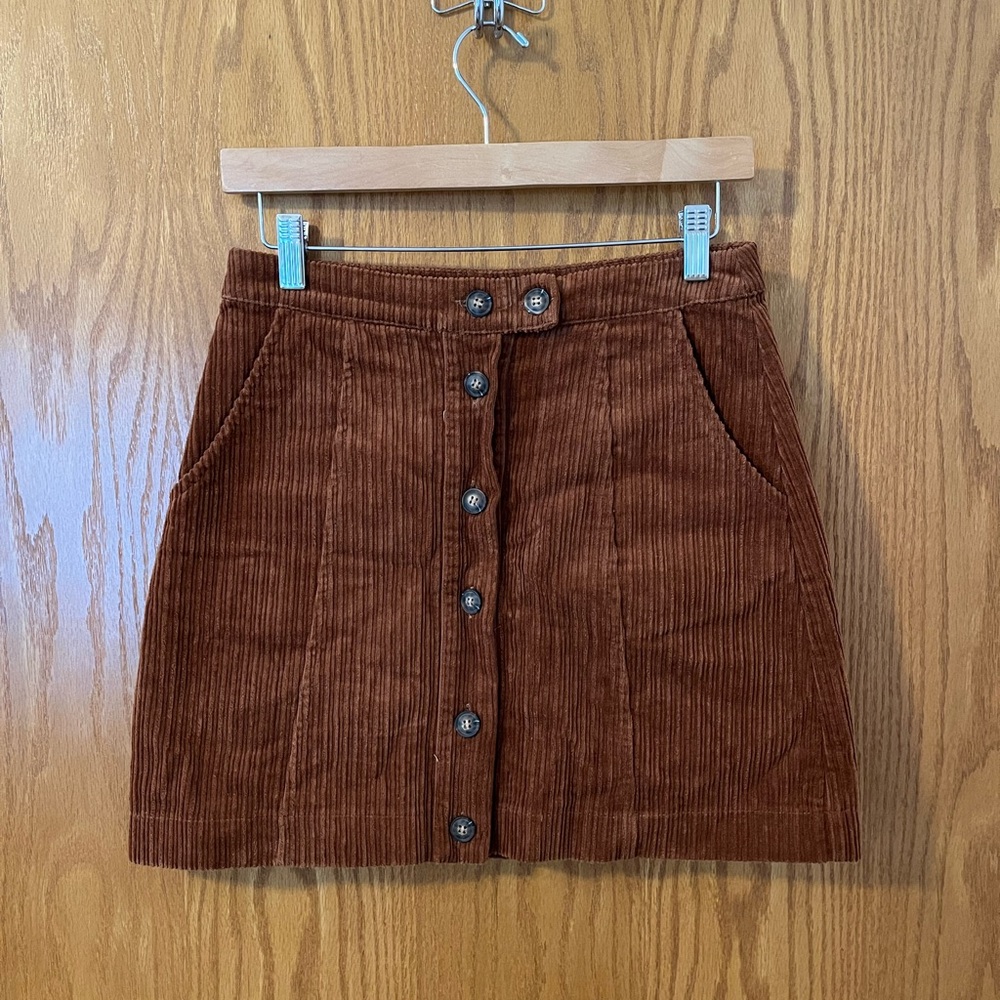 Love Riche Brown Corduroy Mini Skirt